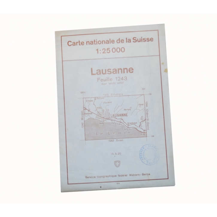 Schweizer Armee - Landeskarte 1:25 000 - Lausanne