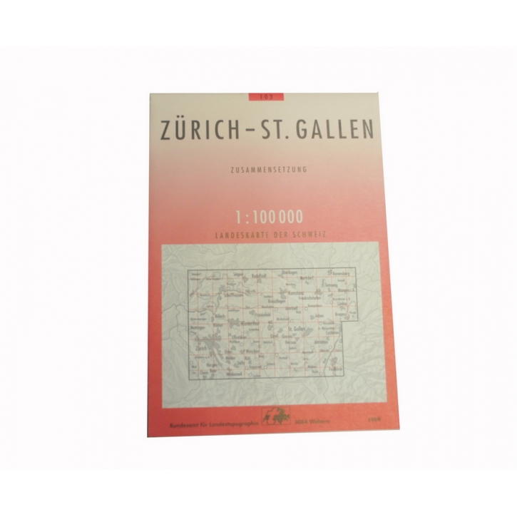 Schweizer Armee - Landeskarte 1:100 000 - Zürich-St.Gallen