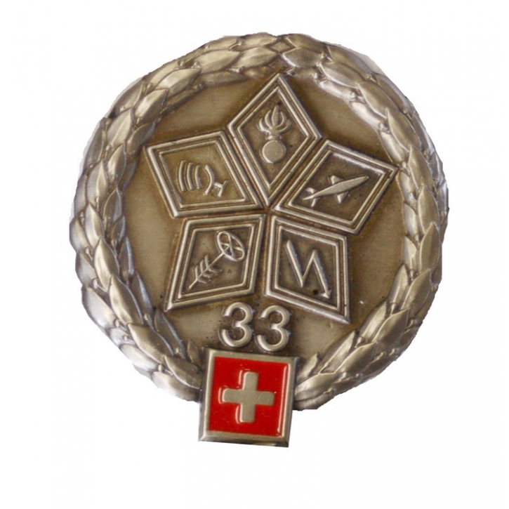 Béret-Emblem - Fliegerabwehrbrigade 33 - Silberrand