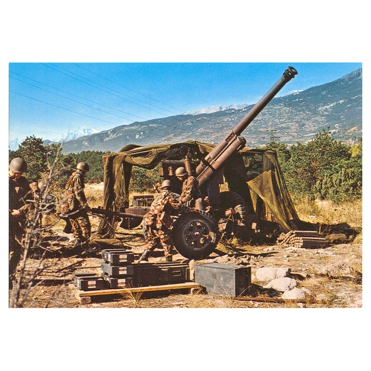 Schweizer Armee - Postkarte - Artilleriekanone 10.5 cm